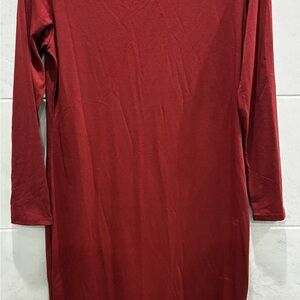 LuLaRoe long-sleeve stretch jersey midi dress in a deep red Large (preowned)